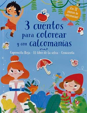 3 cuentos para colorear y calcomanías