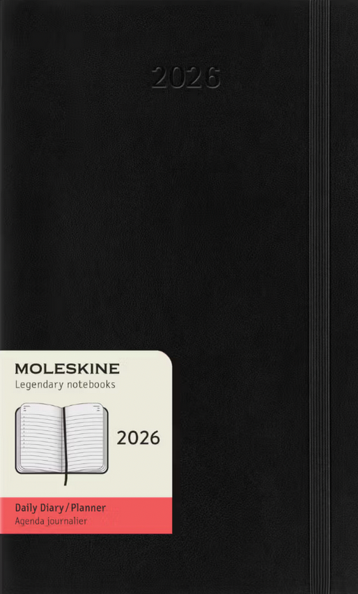 Agenda 2026 Grande Negra Diaria Pasta Suave