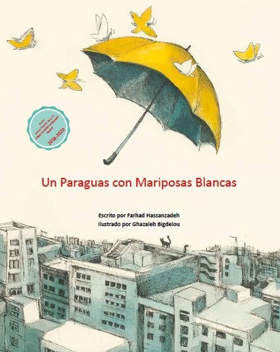 Un paraguas con mariposas blancas / Pd.