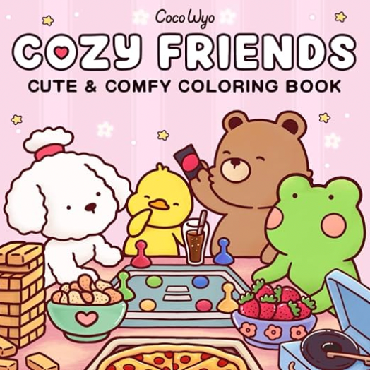 Cozy Friends: Coloring Book for Adults and Teens Featuring Super Cute Animal Characters with Easy and Simple Designs for Relaxation (Cozy Spaces Coloring)