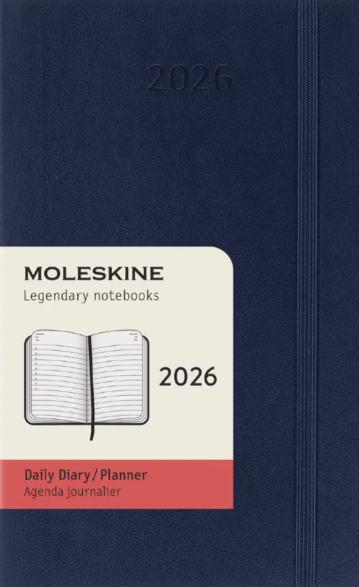 Agenda 2026 Bolsillo Azul Zafiro Diaria Pasta Suave