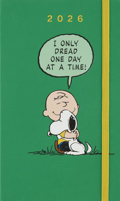 Agenda 2026 Grande Peanuts 'Charlie & Snoopy' Verde Diaria Pasta Dura