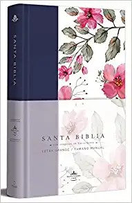 Biblia RVR 1960 letra grande, tela azul con flores tamaño manual (Tapa dura) [Hardcover] REINA VALERA REVISADA 1960,