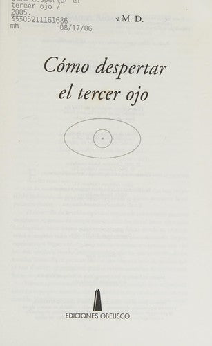 Como Despertar El Tercer Ojo [Paperback] Samuel Sagan